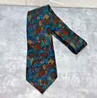 Ciro-citterio Krawatte Made in UK People Crowd Design braun blau mehrfarbig