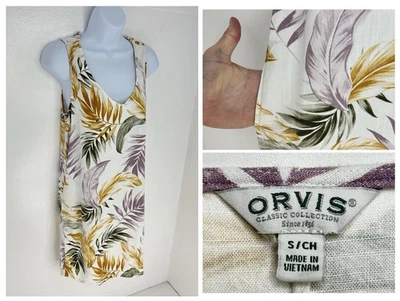 Orvis Hawaiian Print Floral Dress Size Small Rayon Linen Pocket Vacation Resort - Image 1 of 4