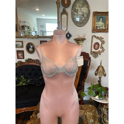Sutiã vintage Calvin Klein micro malha transparente com aro geométrico tamanho 34B marrom - Imagem 1 de 3
