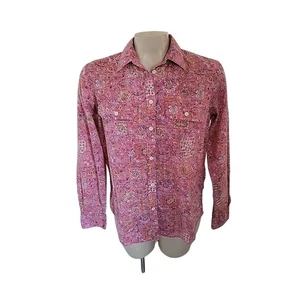 LRL Ralph Lauren Jeans Co Pink Floral Print Long Sleeve Button Down Shirt S - Picture 1 of 6