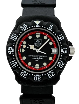 RARO Reloj Tag Heuer 35mm Fórmula 1 Negro/Rojo Diseño Ana Dial! Ref: 383.513/1! Foto 1 de 4
