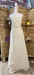 Women’s Bonny Chiffon Ivory Strapless Wedding Dress 10 NWT - Picture 1 of 16