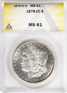 1878-CC Morgan Silver Dollar MS61 ANACS $1 Carson City Key Date Luster - Picture 1 of 10