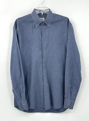 STENSTROMS casual dress shirt fitted twofold super cotton long sleeve blue L - Image 1 of 4