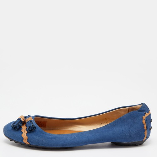 TOD’S Ballerine Tod's in pelle blu marrone con nappa taglia 36 5
