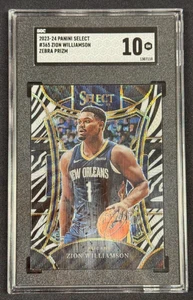 Zion Williamson Zebra Prizm SGC 10 GEM 2023-24 Panini Select #365 Pelicans POP 1 - Bild 1 von 2