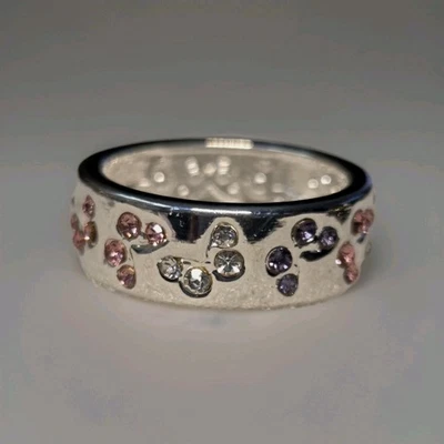 Anillo Multicolor Circonita Cúbica Plata de Ley 925 Banda Gruesa Talla 8 1661 Foto 1 de 4