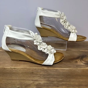 Patrizia by Spring Step SZ 10 Rosette Floral Wedge Sandals Bridal Soft Girl Boho - Picture 1 of 8