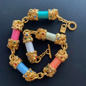 ALEXIS LAHELLEC PARIS Necklace Vintage Large Multicolor Gold Metal Used - Picture 1 of 9