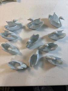 11Pc Vintage BLUE SWANS Wedding Or Baby Shower Cake Decorating Party Favors - Picture 1 of 6