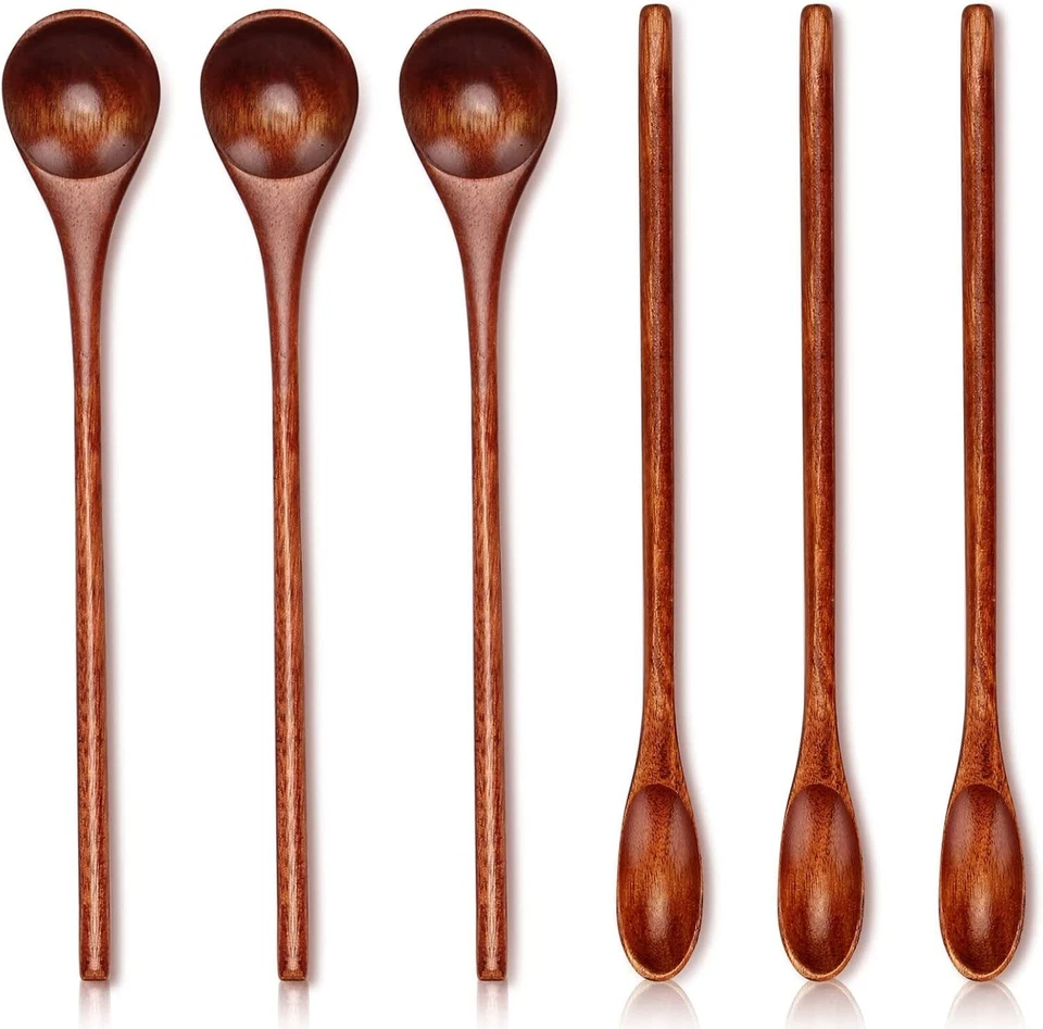 6 piezas cucharas pequeñas de madera para cucharas de café frascos cucharas de té cucharaditas de madera Ta... Foto 1 de 3