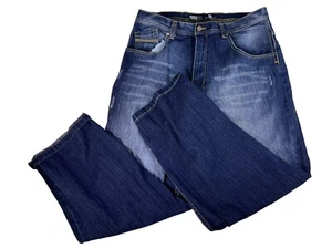 Jeans vintage Southpole neri denim larghi gamba larga taglia 38 grunge skater Y2K - Foto 1 di 21