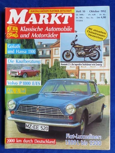Oldtimer Markt Heft 10/1992 - Fiat Kawasaki Z1 Goliath Hansa Volvo P1800 AJS - Bild 1 von 3