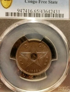 1888 2 Centimes Belgian Congo. PCGS MS 65 RB - Picture 1 of 2