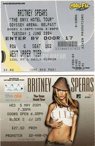 2 TICKETS TICKET KONZERT BRITNEY SPEARS BIRMINGHAM + BELFAST 2004 ONYX HOTEL TOUR - Bild 1 von 1