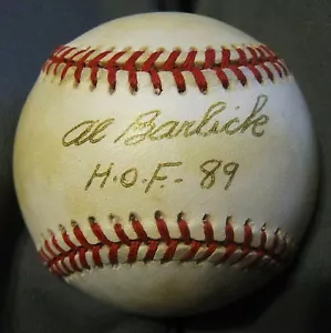 Al Barlick dec. 95 HOF 1989 TZA coa Single Signed Baseball AUTO Authentic Umpire - Picture 1 of 1