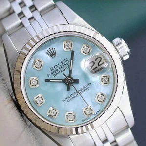 Rolex Lady Datejust SS Blue Mother Of Pearl Diamond Dial   Jubilee Band 26mm - Picture 1 of 18