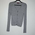 Mac & Jac Vintage Ribbed Cardigan Sweater Button Front Gray Lightweight Medium