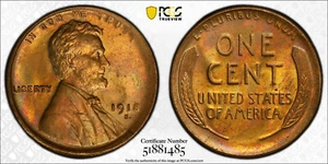 1918 S PCGS MS64RB Red and Brown Lincoln Wheat Cent - Picture 1 of 3