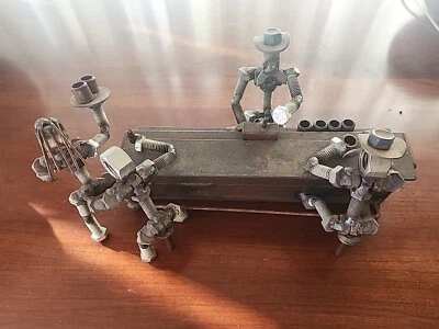 Metal Art Bar Scene Sculpture 1 Of A Kind Beer Cigar Bartender Server Mustache - Image 1 of 4