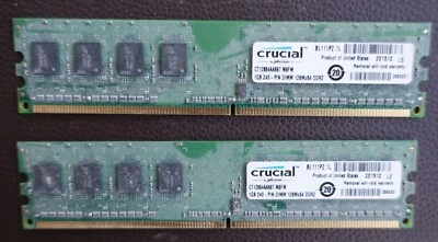 2GB (2 x 1GB) Crucial PC2-5300 DDR2-667 SDRAM DIMM RAM Memory - Image 1 of 2