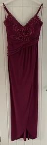 Lipsy Red Appliqué Lace Cami Maxi Dress Size 12 - Picture 1 of 13