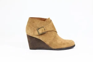 Lucky Brand Sumarah Boots New Women Bootie 6.5 Monk Strap Shoe Wedge Heel tan - Picture 1 of 8