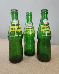Lot of 3 Vintage CANADA DRY Bottles ~ 2 Wink, 1 Grapefruit - Picture 1 of 3