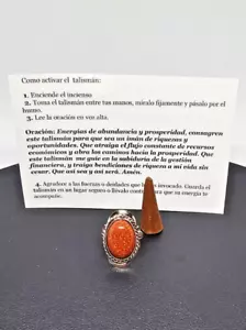 ANILLO CORNALINA BRILLANTE AJUSTABLE / RING PARA BUENA SUERTE PROTECCION 1PC - Picture 1 of 4
