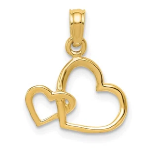 Colgante Doble Corazón Entrelazado Pulido Oro Amarillo 14k 0.62gm L-17mm, W-15mm - Imagen 1 de 4