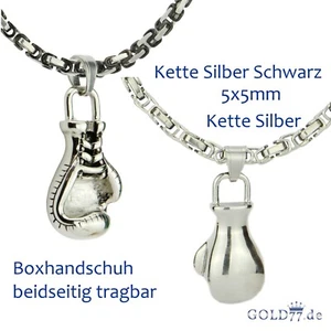 Edelstahl Anhänger Box-Handschuh einzeln oder an Königskette 2 Farben 2 Längen - Bild 1 von 10