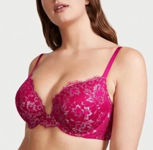 Victoria's Secret 36C *DREAM ANGELS* ALLURE LACE LINED DEMI BRA *Wicked Rose* - Picture 1 of 6