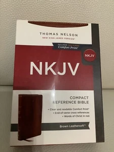 NKJV Reference Bible Brand New Mini 6" Leathersoft Comfort Red Letter Edition - Picture 1 of 11