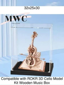 Display Case Acrylic Case for ROKR 3D Cello Model Kit Wooden Music Box - Picture 1 of 7