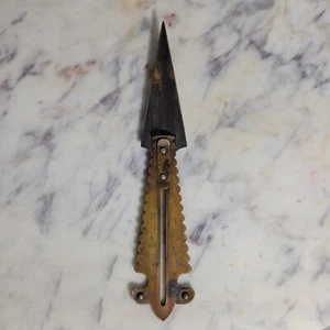 Antique 1872 D.M. Co Brass with Steel Blade Button Hole Gauge & Cutter - Picture 1 of 13