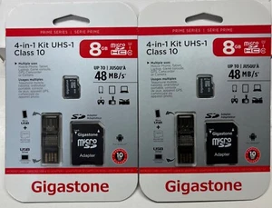 2/$24.99 GigaStone 4-in-1 Kit 8GB Class 10 UHS-1 (GS-4IN1U1-08G-R) - Picture 1 of 2