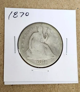 1870 Seated Lib. Half Dollar - Decent Grade - Readable Devices - Original - Picture 1 of 4