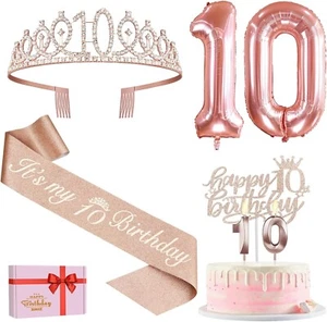 10Th Birthday Decorations for Girls Including 10Th Birthday Sash , Crow - Picture 1 of 8