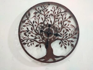 WALL CLOCK TREE OF LIFE LARGE INDOOR GIANT METAL 60CM GARDEN COPPER - Picture 1 of 1