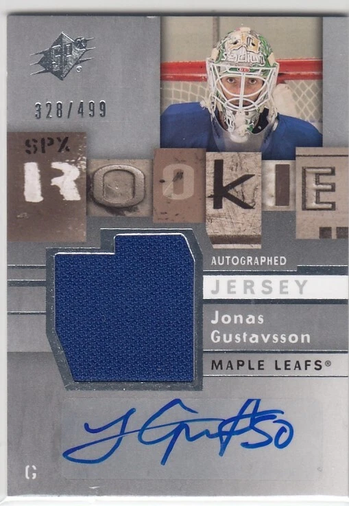 2009-10 SPx Jonas Gustavsson Rookie Autograph Jersey Swatch RPA Auto 328/499 - Image 1 of 1