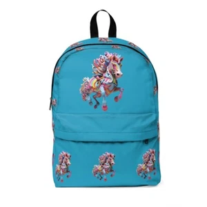 Backpack Horse Blue Pink Red Green Zipper Pocket Colorful Unicorn Pony Alicorn - Picture 1 of 6