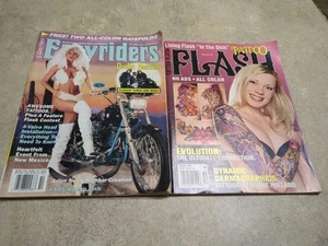 Vintage Magazine Lot 2002 Tattoo Flash & 1991 Easyriders w Centerfold  - Picture 1 of 4