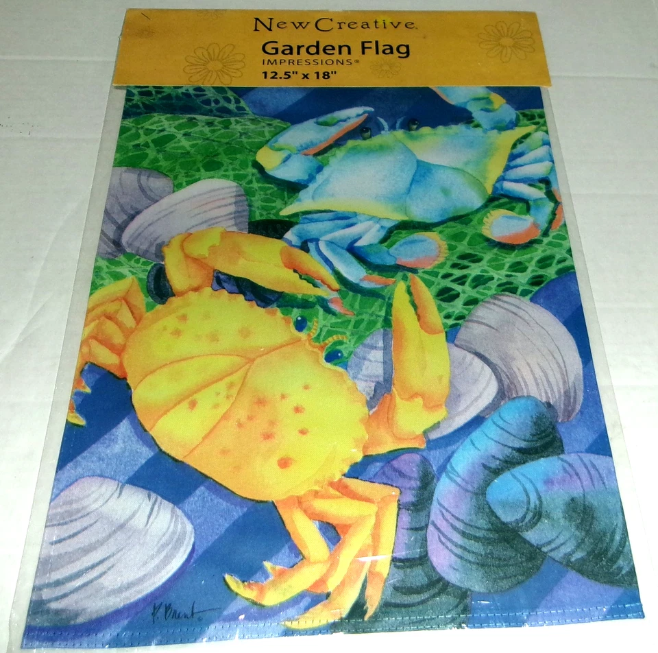 BANDERA JARDÍN COSTERO ~ 12 1/2" X 18" ~ CANGREJOS ~ Por Nuevo Creativo ~ Doble Cara Foto 1 de 1
