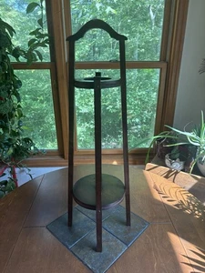 Vintage Wood ASHTRAY Stand MCM Plant Stand 2 Tier UNUSUAL DESIGN!! 30” Tall - Picture 1 of 9