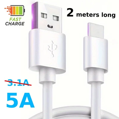 USB C Charging Cable FAST CHARGE, 2M Type C Cable for iPhone Samsung Galaxy - Image 1 of 4