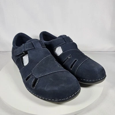 Sandalias cómodas ajustables de cuero nobuck Earth Origins Penny azul para mujer 9,5 Foto 1 de 4