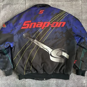 Men's Vintage 90's Snap On Tools All Over Print Purple NASCAR Bomber Jacket Sz L - Picture 1 of 4