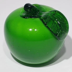 Hand Blown Glass Green Apple 3" Paperweight Granny Smith - Picture 1 of 7