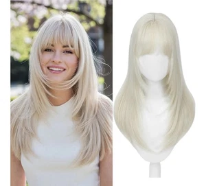 Toppers para mujer con adelgazamiento del cabello, 20 pulgadas rubio blanco, flequillo tenue - Imagen 1 de 5