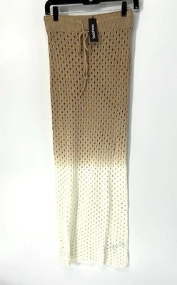 Boohoo NUEVO CON ETIQUETAS Crochet Maxi Natación Cubrir Falda Mujer Grande Bronceado Crema Ombré Nadador Foto 1 de 4